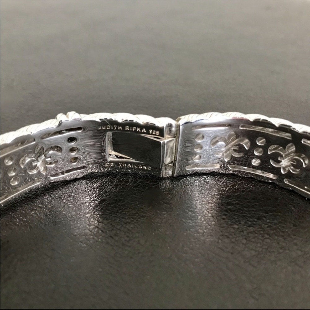 Judith Ripka Solid Sterling Silver Hinged Bangle - image 7